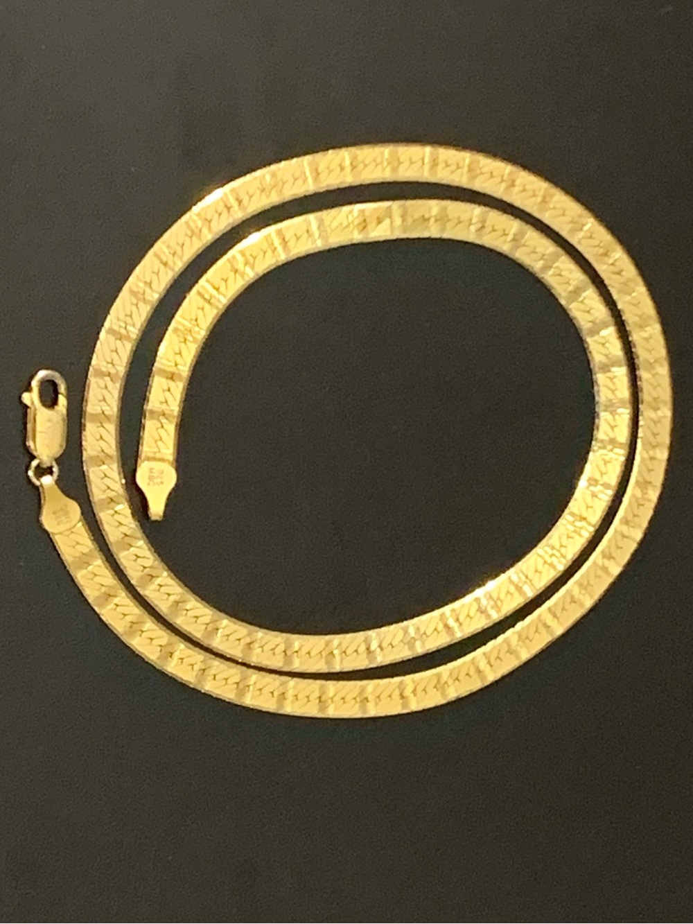 VTG Italian 925 Sterling Silver Gold Vermeil Herringbone Chain 20”/ Reversible